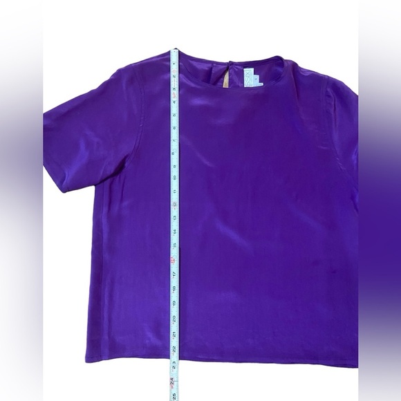 Vintage Classix Short Sleeve Purple Silk Blouse Small - Picture 10 of 13